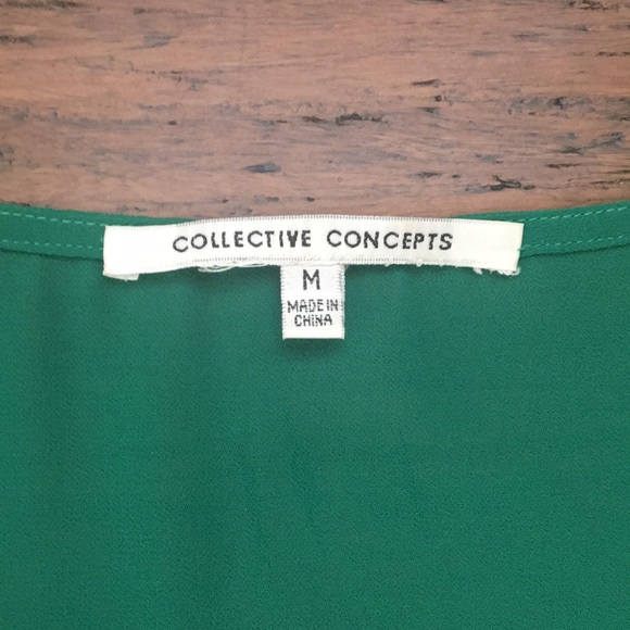 Green Short Sleeve Blouse - Picture 3 of 4